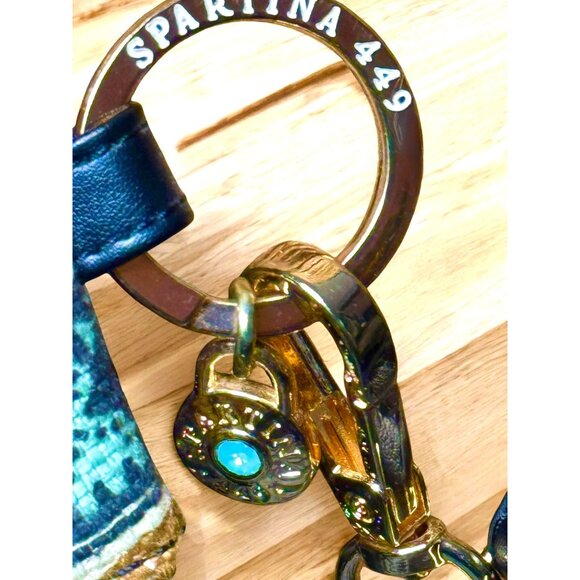 Spartina 449 Natural Linen & Leather ID Holder/Wallet With Keyring - Picture 6 of 8